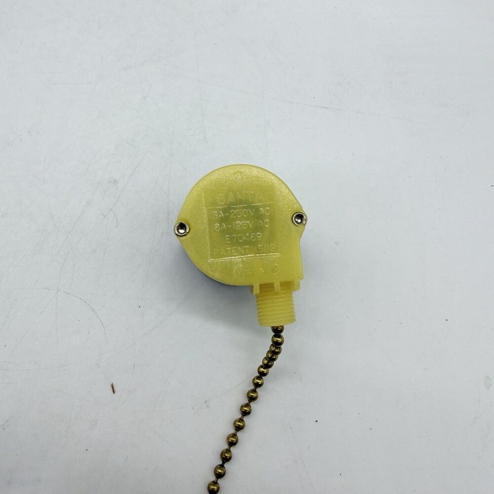 Vintage Yellow 2 Circuit Pull Chain Lamp Switch 6A 120V 3A 250V